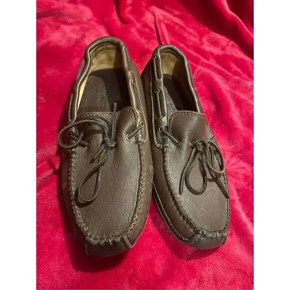 MINNETONKA Driving Loafer Shoes Mens 12 Brown Leather Shoes
