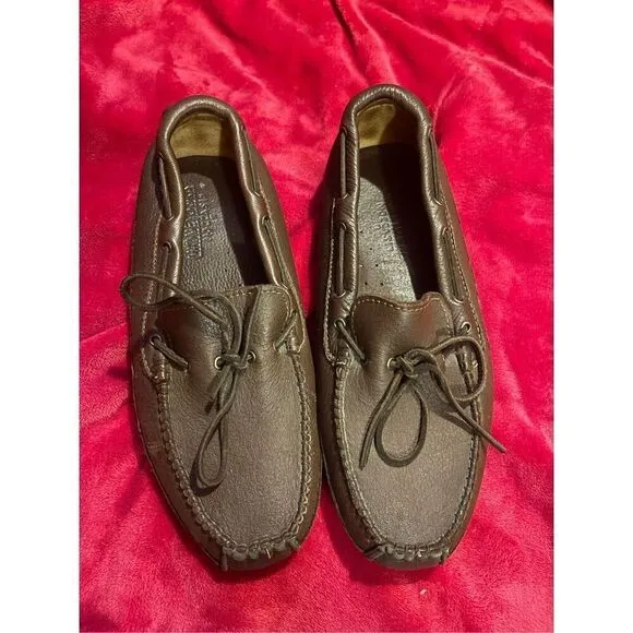 MINNETONKA Driving Loafer Shoes Mens 12 Brown Leather Shoes