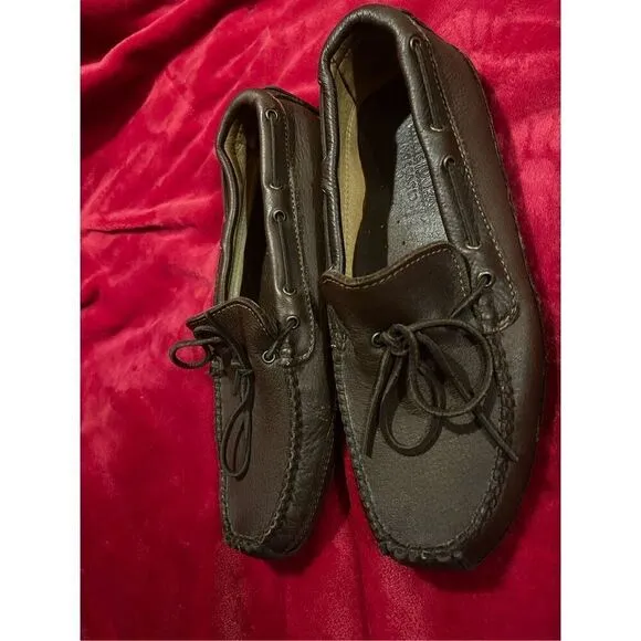 MINNETONKA Driving Loafer Shoes Mens 12 Brown Leather Shoes