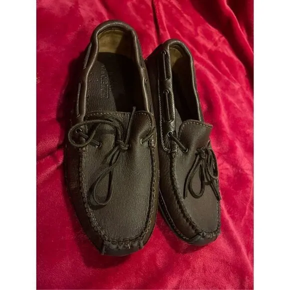 MINNETONKA Driving Loafer Shoes Mens 12 Brown Leather Shoes