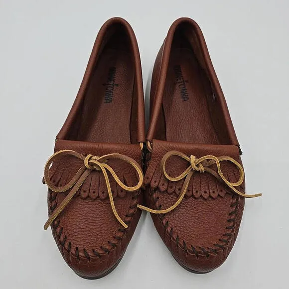 Minnie Tonka Light Brown Leather Slip-On Moccasin Shoes for Size 10 US 38W