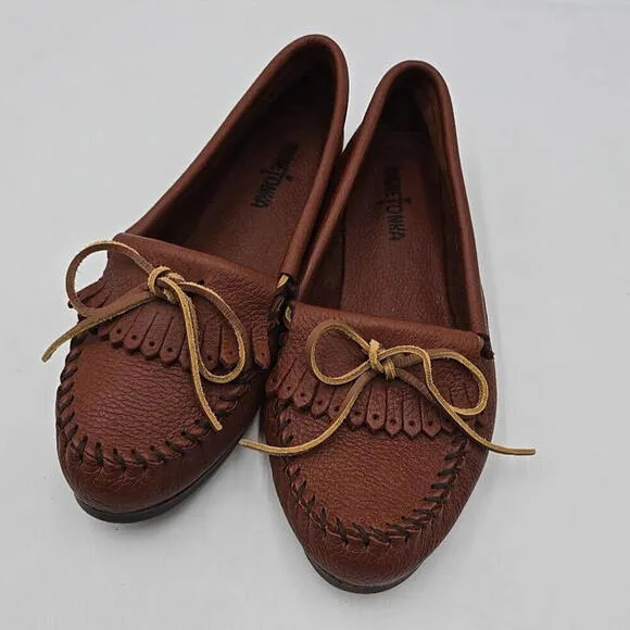 Minnie Tonka Light Brown Leather Slip-On Moccasin Shoes for Size 10 US 38W