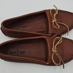 Minnie Tonka Light Brown Leather Slip-On Moccasin Shoes for Size 10 US 38W