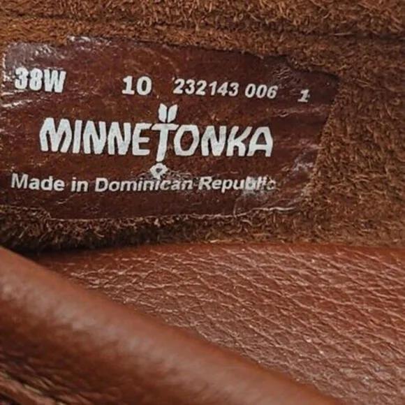 Minnie Tonka Light Brown Leather Slip-On Moccasin Shoes for Size 10 US 38W