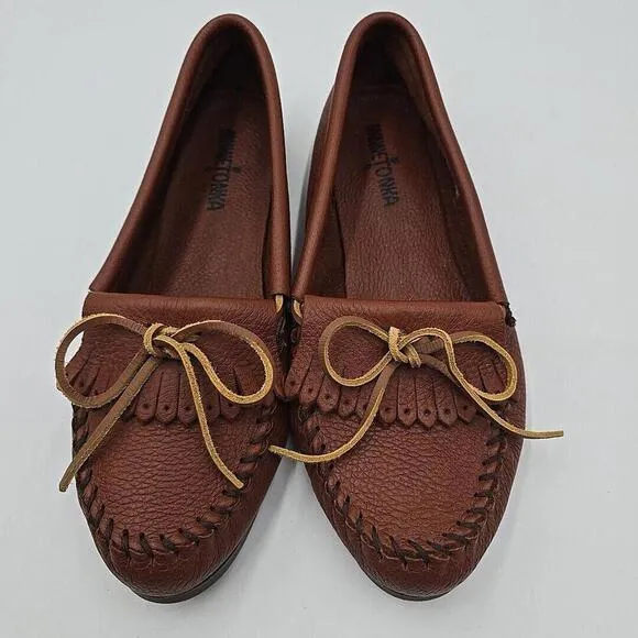 Minnie Tonka Light Brown Leather Slip-On Moccasin Shoes for Size 10 US 38W