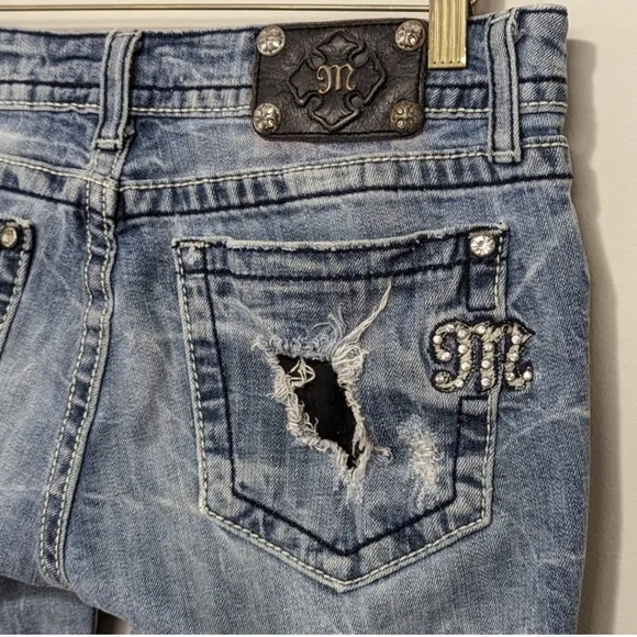 Miss Me~Cross Blingy Blue Jean Cutoff