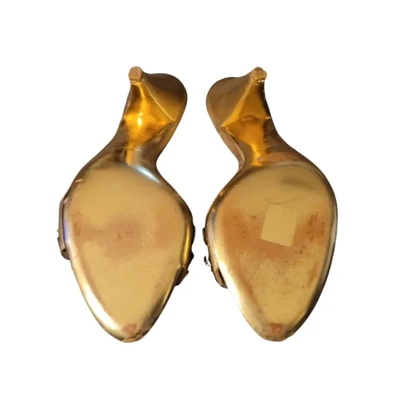 MIU MIU | Gold Mini Heel Slip On Shoes Size EU 36.5