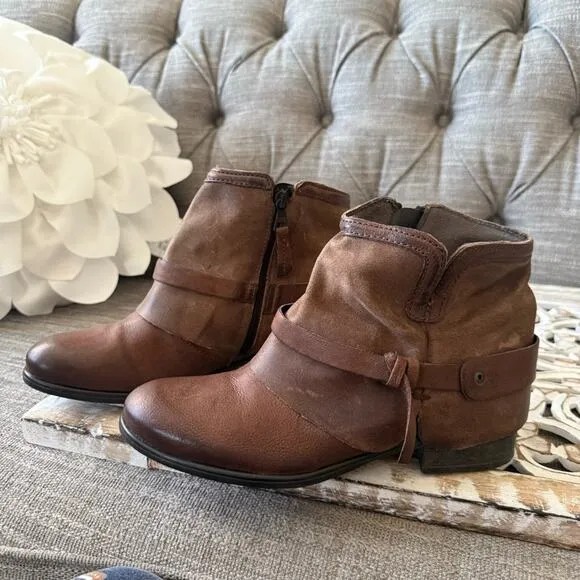 Miz Mooz Brown Leather Ankle Boots Women’s 39 8.5 NEW