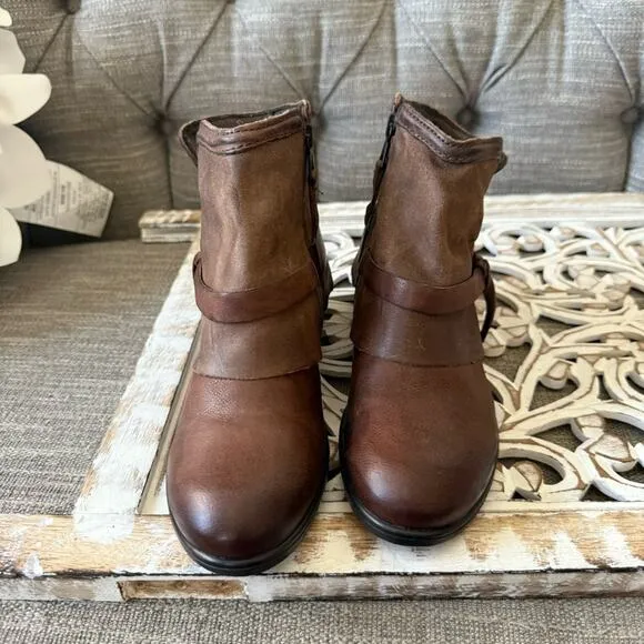 Miz Mooz Brown Leather Ankle Boots Women’s 39 8.5 NEW