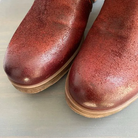 Miz Mooz Susan Western Boots Women Size 6.5 Red Wine Suede Leather Cowgirl NEW