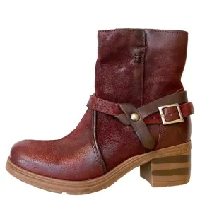 Miz Mooz Susan Western Boots Women Size 6.5 Red Wine Suede Leather Cowgirl NEW