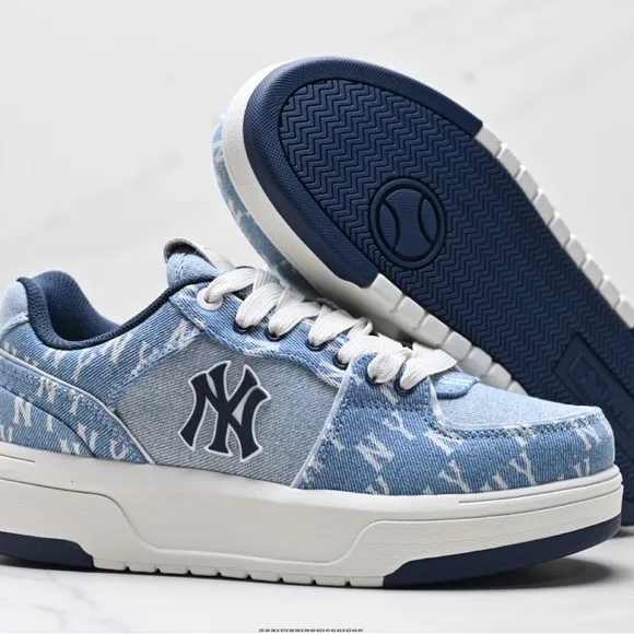 MLB Blue and White Athletic Shoes with Denim Accents