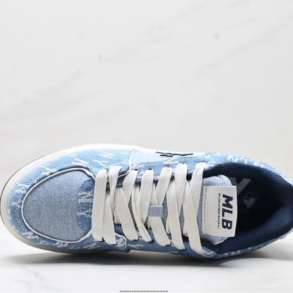 MLB Blue and White Athletic Shoes with Denim Accents