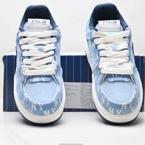 MLB Blue and White Athletic Shoes with Denim Accents