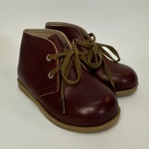 Mon Petit Shoes Leather Hard‎ Sole Oxford Chukka Black Cherry Lace Up toddler 6