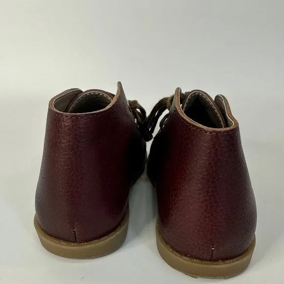 Mon Petit Shoes Leather Hard‎ Sole Oxford Chukka Black Cherry Lace Up toddler 6