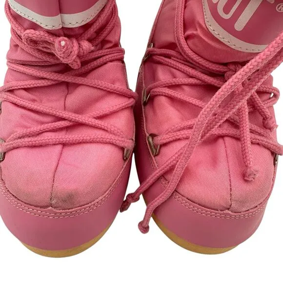 Moon Boot Girls Pink Icon Logo Nylon Snow Boots Size 10 - 12.5