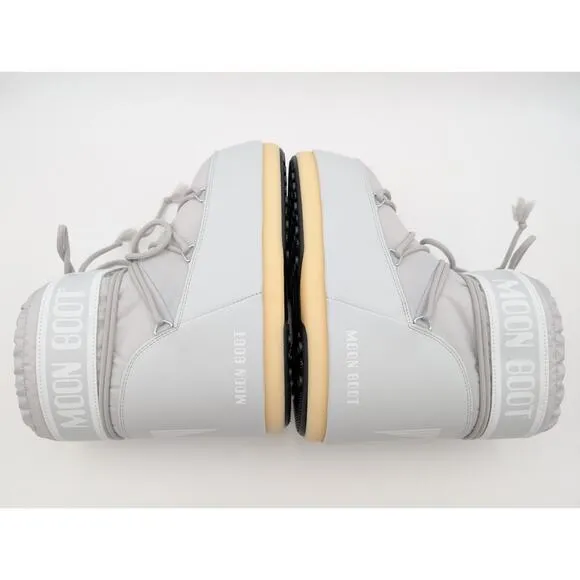 Moon Boot Icon Low Glance Silver Satin Snow Boots Women's Size US 9/10.5 EU42/44