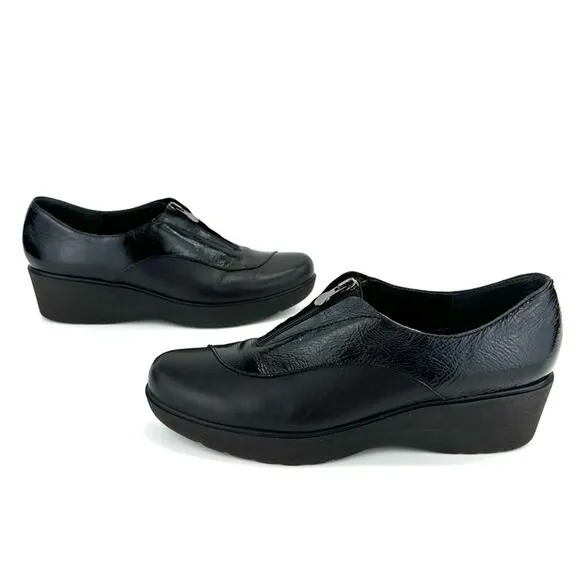 MUNRO &quot;Proper Size🦶Perfect Fit&quot; BLACK LEATHER WEDGE PLATFORM PUMPS/SHOES