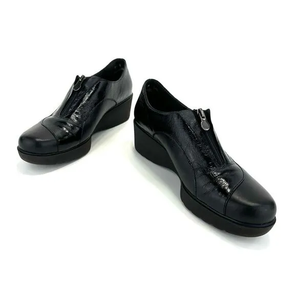 MUNRO &quot;Proper Size🦶Perfect Fit&quot; BLACK LEATHER WEDGE PLATFORM PUMPS/SHOES