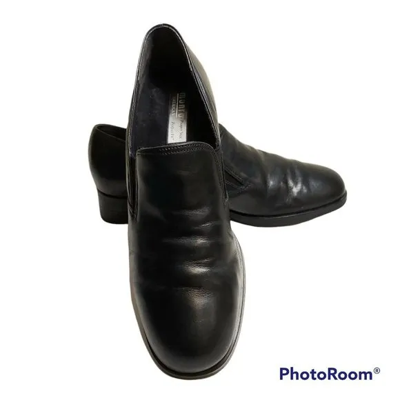Munro Shoes Women's Size 7 Black Leather Loafer Slip On Low Block Heel