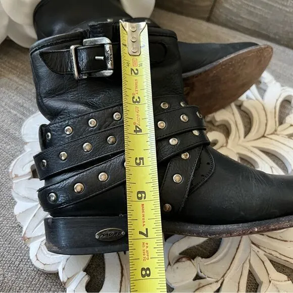 Muro Black Leather Moto Ankle Boots Women’s 6