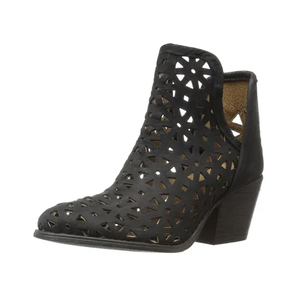 Musse &amp; Cloud | Women's black perforated cut out Athena ankle boots, size 8