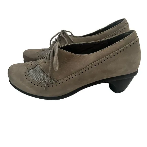 Naot Retro Oxford Lace Up Shoes Heels •6 6.5 / 37•Academia Steampunk Leather NEW