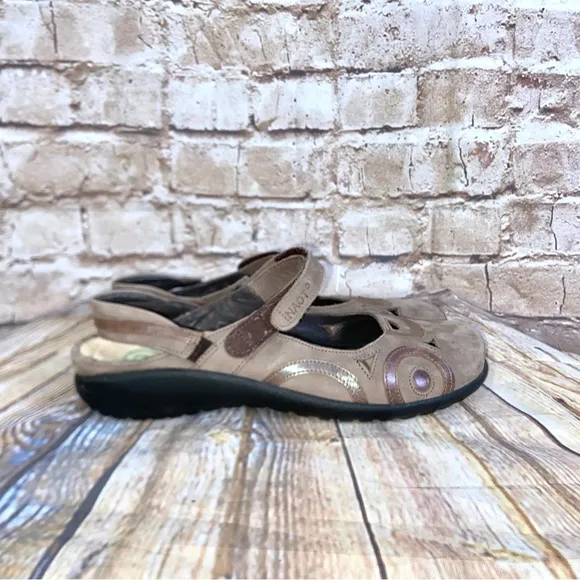 Naot Rongo Mary Jane Slingback Brown Leather Shoes Size 38 (7-7.5)