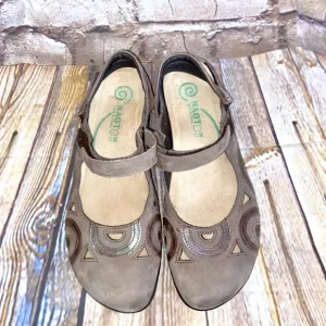Naot Rongo Mary Jane Slingback Brown Leather Shoes Size 38 (7-7.5)