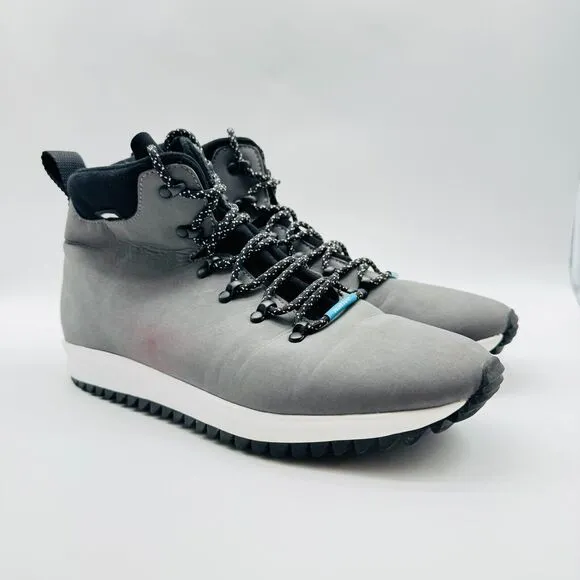 Native Shoes Mens 11 Gray White Apex Dublin Hiking Style Ankle Boots Comfort