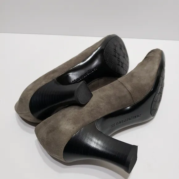 Naturalizer Avie-Storm Suede Grey Women's Slip On Pump Heel Shoes Sz 9