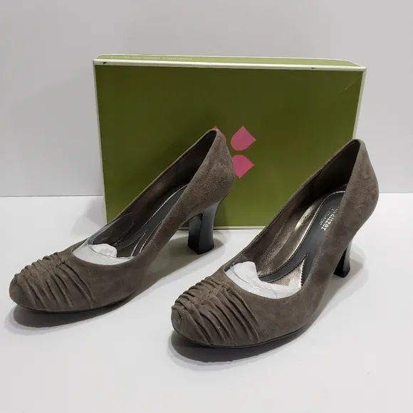 Naturalizer Avie-Storm Suede Grey Women's Slip On Pump Heel Shoes Sz 9