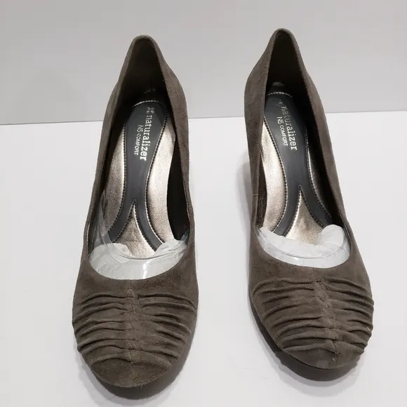 Naturalizer Avie-Storm Suede Grey Women's Slip On Pump Heel Shoes Sz 9