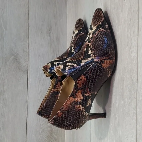 Naturalizer Womens Evan Snake Ankle Leather Pointed Toe Heels Shoes sz 9M