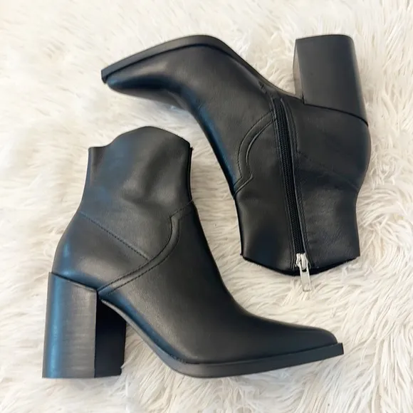 NEW $140 Steve Madden Cate Black Leather western boots women size 6.5