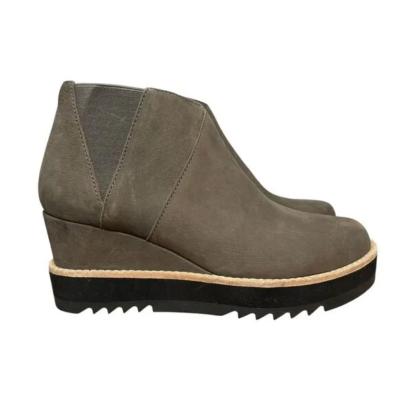NEW $250 Sz 6.5 Women Eileen Fisher Caddy Nubuck Leather Chelsea Wedge Boots