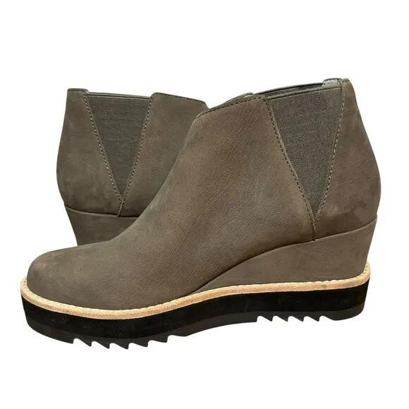 NEW $250 Sz 6.5 Women Eileen Fisher Caddy Nubuck Leather Chelsea Wedge Boots