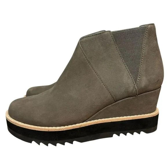 NEW $250 Sz 6.5 Women Eileen Fisher Caddy Nubuck Leather Chelsea Wedge Boots