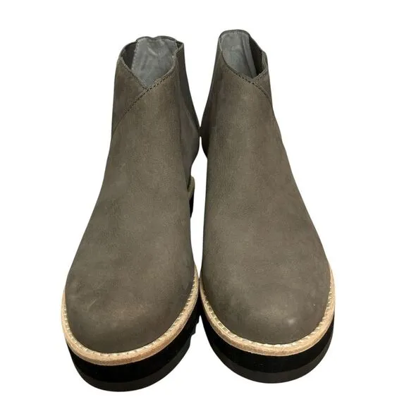 NEW $250 Sz 6.5 Women Eileen Fisher Caddy Nubuck Leather Chelsea Wedge Boots