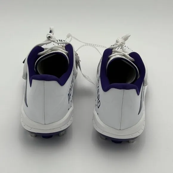 New Adidas Adizero Afterburner Baseball Metal Cleats White/Purple Mens Size 12.5