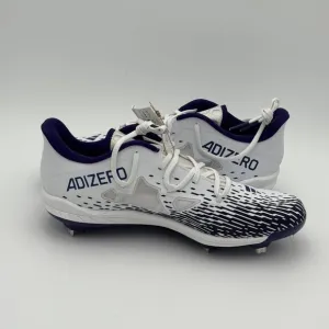 New Adidas Adizero Afterburner Baseball Metal Cleats White/Purple Mens Size 12.5