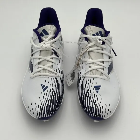 New Adidas Adizero Afterburner Baseball Metal Cleats White/Purple Mens Size 12.5
