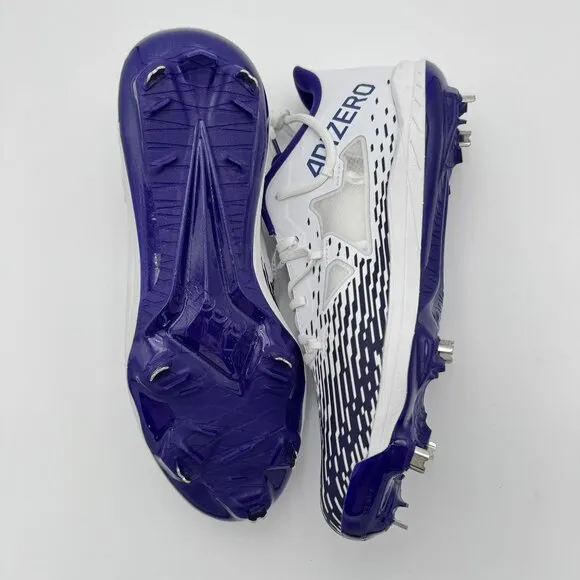 New Adidas Adizero Afterburner Baseball Metal Cleats White/Purple Mens Size 12.5
