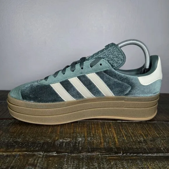 NEW Adidas Gazelle Bold Womens Size 7 Platform Sneakers Shoes Green Brown IG4391