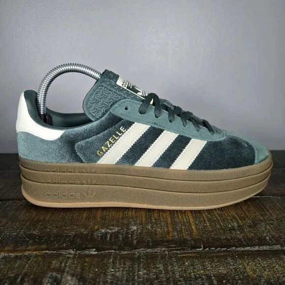 NEW Adidas Gazelle Bold Womens Size 7 Platform Sneakers Shoes Green Brown IG4391