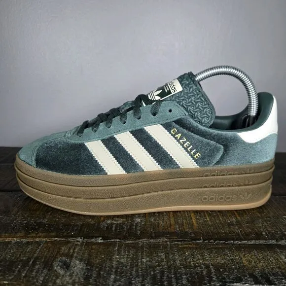 NEW Adidas Gazelle Bold Womens Size 7 Platform Sneakers Shoes Green Brown IG4391
