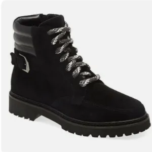 NEW Aquatalia Mayra Weatherproof Suede Leather Lace-Up &amp; Zip Boot