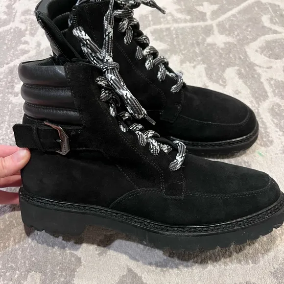 NEW Aquatalia Mayra Weatherproof Suede Leather Lace-Up &amp; Zip Boot