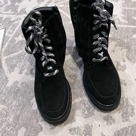 NEW Aquatalia Mayra Weatherproof Suede Leather Lace-Up &amp; Zip Boot